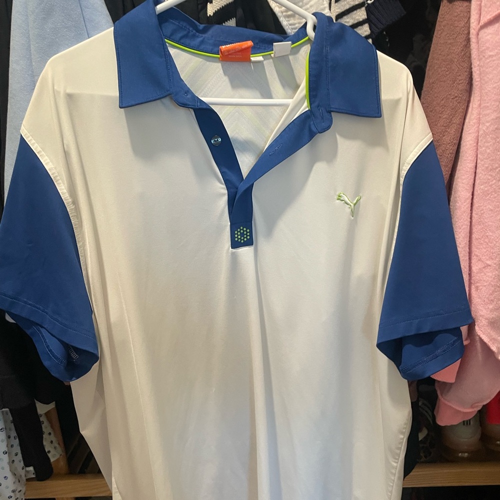 Puma Blue and Neon Green golf shirt